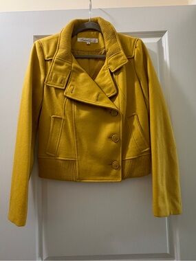 Kenneth Cole Mustard Wool-Blend Double-Breasted Jacket